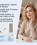 3D Raindrop Gel Polish With Ultra Gloss Wet Look Top Coat For Lifelike Dew Drops And Embossed Nail Art bottle and model
