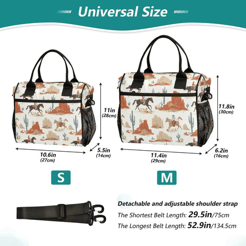 Desert Cowboy Insulated Lunch Bag With Adjustable Shoulder Strap Reusable Cooler Tote For Work Office Picnics Camping And Travel Two Size Options 9L And 12L