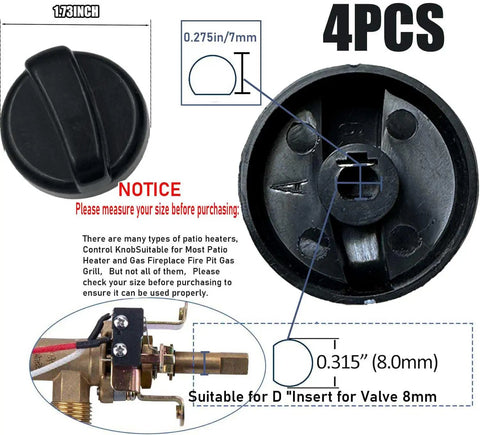 4 Pack Patio Heater Control Knobs Replacement D Insert 8mm Valve Fits Most Outdoor Round Stand Up Propane Heaters Diagram