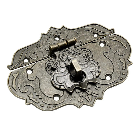 Antique Brass Hasp Clasp With Screws For Jewelry Box And Wooden Case Retro Style Decorative Latch Lock For Vintage Furniture