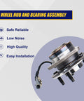 Front Wheel Bearing And Hub Assembly 2 Pack With 5 Lug Bolts And ABS on gray background