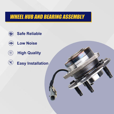 Front Wheel Bearing And Hub Assembly 2 Pack With 5 Lug Bolts And ABS on gray background