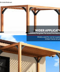 Installed Heavy Duty 4 Pack Pergola Brackets For Wood Support, 4 By 4 Inch, 45 Degree Arc Angle, Q235 Steel One Piece Forged, Weather Resistant