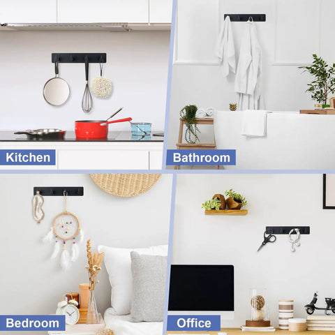 Rock Solid Stainless Steel Key Holder With Four Rustproof Adhesive Hooks For Wall Mount Home Organization Built Like A Tank Entryway Setup Real McCoy Storage Rack