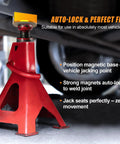 2Pack Magnetic Frame Rail Protector in use with red jack stand under vehicle