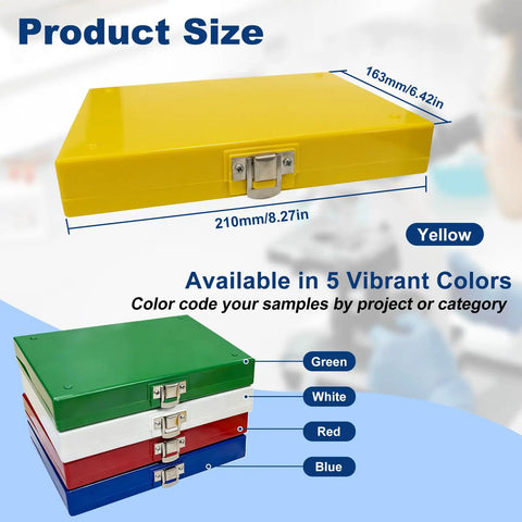 100 Slide Capacity Microscope Slide Storage Box With Cork Lining 30 Pack Plastic Slide Boxes For Lab Organization 8.27 By 6.42 Inches yellow box