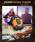 On The Go 750W Car Power Inverter With 2 AC Outlets And Dual USB Ports shown in use with musical equipment