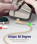 3 Pack 6 Foot Lightning Cables With 90 Degree Connectors, Apple MFi Certified iPhone Chargers For Fast Charge Up To 2.4A And 480 Mbps Data Transfer, Durable Nylon Braided Cords For Everyday Use, 90-degree charging cable