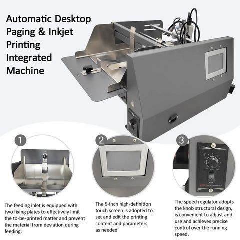 Automatic Desktop Paging Machine And Inkjet Printing Feeder For Bags Cards Cartons High Speed 60W Motor Adjustable Width close-up view.