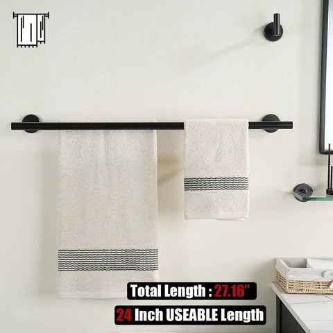 Oil Rubbed Bronze Stainless Steel Bathroom Hardware Set Five Piece Wall Mount Kit For A Clean No Fuss Look With 24 Inch Towel Bar