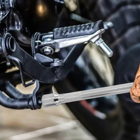 Pro Grade Long Reach Socket Extension Bar in use on motorcycle for repair, showcasing 1/2 inch drive, chrome vanadium steel