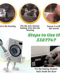 Steps to use the 3387747 Dryer Heating Element Replacement with installation process illustrations for Kenmore Whirlpool Maytag dryers