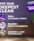 PowerMop Mopping Kit For Floor Cleaning With No Bucket Needed, 5X Cleaning Power, Electric Spray, Includes 1 Power Mop, 2 Replacement Pads, 2 Batteries, 1 Liquid Cleaning Solution, Multi Surface And Wood Floors; Swiffer Power Mop deep clean graphic