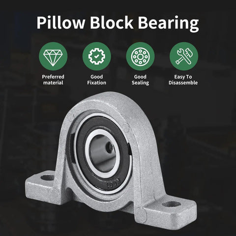 Slick Built To Last Self Aligning Pillow Block Bearing for 10mm shafts with 2 bolt flange mount, zinc alloy housing, and chrome steel insert.