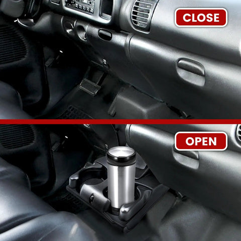 Ram Cup Holder Instrument Panel Replacement For Dodge Ram 1500 1998-2001 And Ram 2500 3500 1998-2002 shown open with cup.