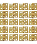 Dope 10 Piece Brass Plated Mini Cabinet Door Hinges Set For Small Decorative Wooden Boxes Durable Furniture Hardware For DIY Projects And Home Upgrades, showing brass hinges arranged in a grid.