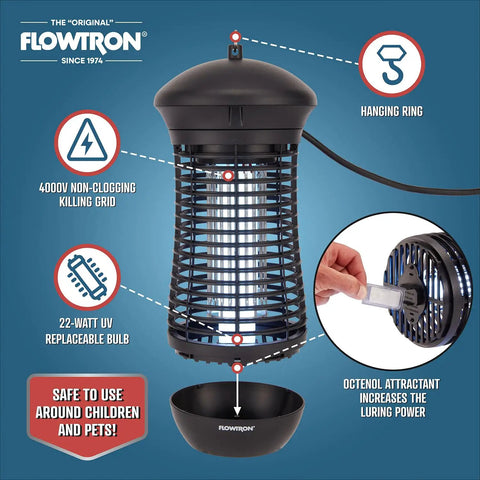 Outdoor Bug Zapper With 4000 Volt Electric Insect Killer For Half Acre Coverage Non Clogging Shock Grid ETL Certified