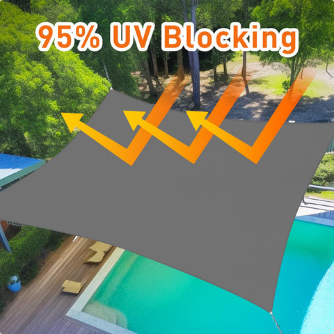 Dark Grey Sun Shade Sail 10x14 Rectangle Canopy For Patio And Backyard, HDPE 185GSM Fabric Blocks Up To 95 Percent UV over pool