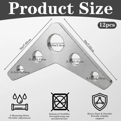 Heavy Duty Steel Weld On Triangle Gussets 12 Piece Kit Featuring Tough As Nails Reinforcement Plates measuring 3x3 inch with mounting holes.