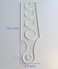 Ultra Clear Acrylic Flight Paddle Template For Woodworking Router Jigs And Home Bar Trays Featuring Hella Accurate Cutouts showing 14.5" x 3.5" size.