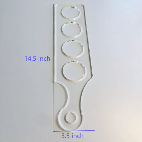 Ultra Clear Acrylic Flight Paddle Template For Woodworking Router Jigs And Home Bar Trays Featuring Hella Accurate Cutouts showing 14.5" x 3.5" size.