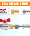 Half Inch Male To Half Inch Female Brass Pipe Extension Adapter Set with valve and hose connection, easy installation diagram