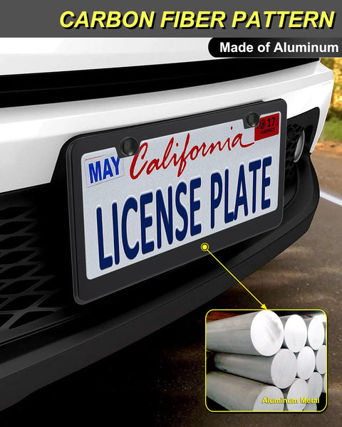 Matte Black License Plate Frames Made From Aluminum Heavy Duty Car Tag Covers, showing front mount with California plate