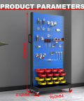 Heavy Duty Four Tier Steel Garage Storage Rack With Wheels And Handle Adjustable Shelving For Tools Screws And Hardware Durable Cold Rolled Steel Rust Resistant Finish Easy Move And Organization