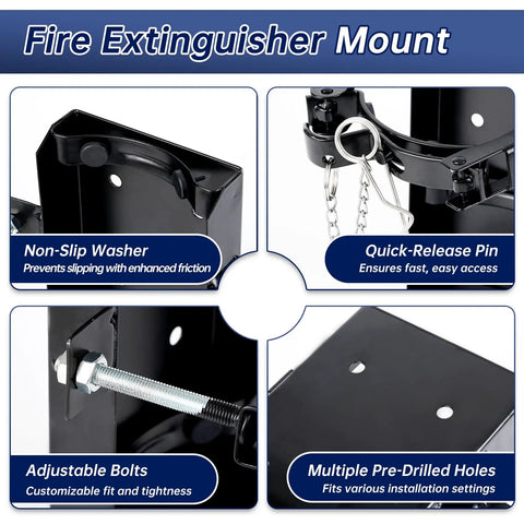 Heavy Duty Fire Extinguisher Bracket Wall Mount Two Pack Boss Grade Steel Holder Fits 20 Lb Dry Chemical Or 10 Lb CO2 For Garage Work Truck Shop Safe