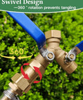 Heavy Duty Brass Garden Hose Female To Female Adapter For Leak Proof Connections, Double Female Three Quarter GHT Connector for 360° swivel hose setup