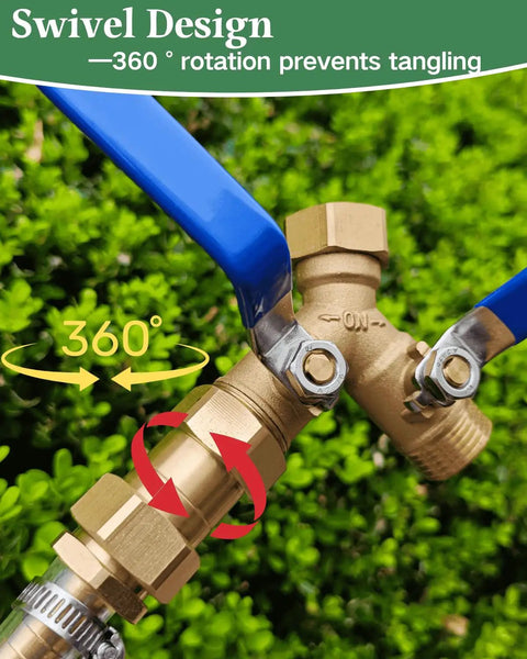 Heavy Duty Brass Garden Hose Female To Female Adapter For Leak Proof Connections, Double Female Three Quarter GHT Connector for 360° swivel hose setup