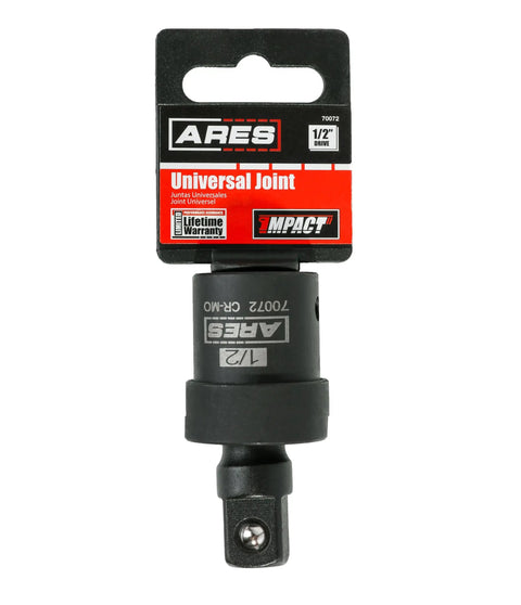 Rugged Half Inch Drive Impact Universal Joint For Cordless Electric And Pneumatic Wrenches With Corrosion Resistant Manganese Phosphate Coating Laser Etched ID And Spring Loaded Detent Ball 1/2in