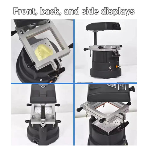 1200W Dental Vacuum Forming Machine With Top Notch Heat And Heavy Duty Adsorption For Orthodontic Retainers And Thermoforming Sheets Ideal For Shell Molds And Dental Lab Work, front and side views
