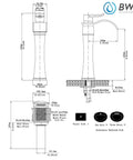 Technical drawing of Oil Rubbed Bronze Vessel Sink Faucet With Waterfall Spout Farmhouse Single Hole Bathroom Faucet Pop Up Drain Single Handle Lavatory Mixer Tap For Bath Basin No Overflow Or Supply Line Included