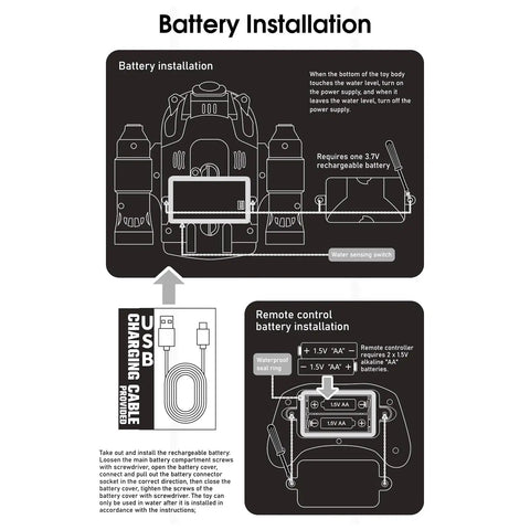 Battery installation guide for 2.4GHz RC Boat For Pool And Lake With LED Lights And Water Shooting Easy Maneuvering Speed Boat