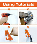 Installation guide for Heavy Duty Chainsaw Hanger Wall Mount 2 Pack For Garage Organization, showing drilling and attaching steps.
