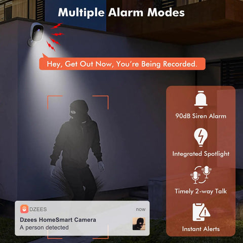 Outdoor Wireless Security Camera System With Spotlight And Siren in action at night with 2K 3MP upgrade and AI motion detection