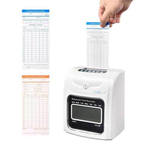 No Sweat Attendance Punch Time Clock With Crisp Lcd Display For Employee Payroll Tracking Plus Automatic Time Sync with time card.