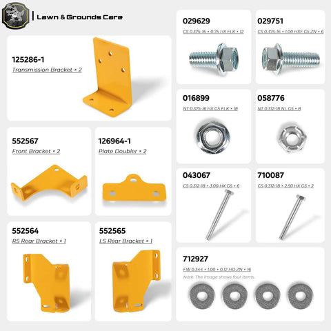 Upgraded 125255 Hydro Transmission Brackets Kit With Beefed Up Brackets And Hardware For Zero Turn Mowers Includes 552564 552565 552566 552567 OE Replacement Service Kit That Improves Belt Stability And Durability