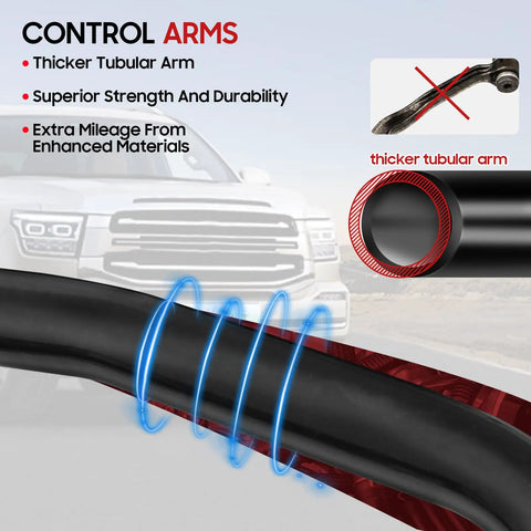 Beefed Up 2-4 Inch Upper Control Arm Front Suspension For 2007-2018 Chevy Silverado 1500 Tahoe Suburban 1500 Avalanche And 2007-2014 GMC Sierra 1500 Yukon Escalade Replacement thicker tubular arm