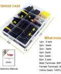 Storage case with 372Pcs Waterproof Automotive Electrical Connectors Kit With 1 To 6 Pin Quick Connect Disconnect Terminals