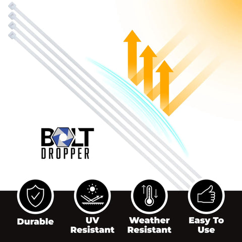 1000 Piece Zip Tie Set For Every Project, 12 Inch Beefy Heavy Duty Self Locking Nylon Cable Ties, UV resistant design illustration