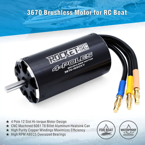 1850KV Brushless RC Boat Motor 3670 With 5mm Shaft Waterproof Water Cooling Jacket High Torque For 650mm To 800mm RC Boats