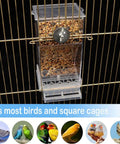 Total Game Changer For Pet Parents Seeking Spill Proof Auto Bird Feeder Cage Dish Made From Heavy Duty Clear Acrylic, 7x3x3 inch, ideal for cockatiels, parakeets.