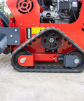 Mini Tracked Ditcher For Orchard Pipeline Trenching side view showing compact tracked chassis and heavy-duty drive system.