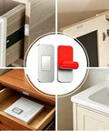 Black Magnetic Cabinet Door Catch Set For Kitchen, Bath, And Closet, Beefy Hold With Double Sided Tape, Easy No Drill Install