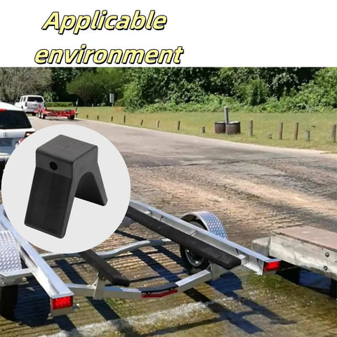 V-Shape Boat Trailer Bow Stop, 2 Inch Mounting Width, 4 Inch V-Span, Rubber Bow Block, V-Style Trailer Roller Stop, Non Marking Polyurethane, 1/2 Inch Mounting Holes, Protects Boat From Scratches And Abrasion on boat trailer