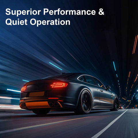 Black sports car driving in a tunnel illustrating speed and efficiency