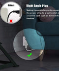 Flat Plug Power Strip Workhorse with 6 Outlets and 4 USB Ports 10 Ft Extension Cord shown behind a sofa for tight space use