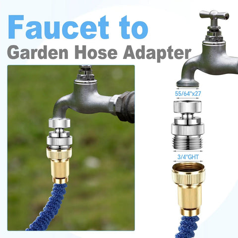 Brass Faucet To Hose Adapter With Aerator And Swivel Three Quarter Inch Female To Three Quarter Inch Male Hose Thread Garden Hose Connector For Easy Hook Up In Kitchen And Bathroom Sink Chrome Finish connected to outdoor faucet